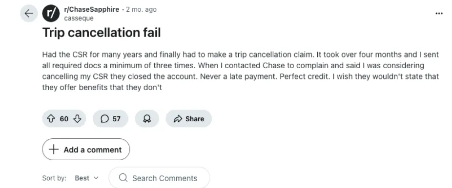 Trip cancellation screenshot